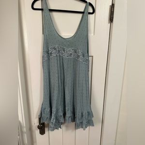 Free People Baby Blue Shift Trapeze Tank Dress Size L